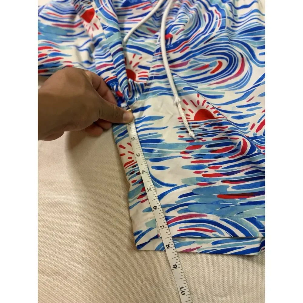 RSVLTS Swim Trunks Boys XL Watercolor Waves Surfer Lined Drawstring Shorts